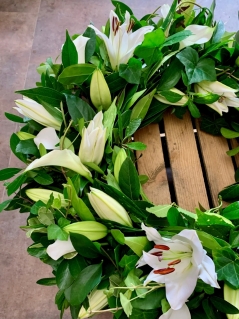 White Lily and Foliage Wreath