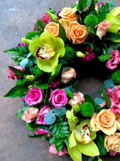Bespoke Vibrant Rose and Orchid Wreath